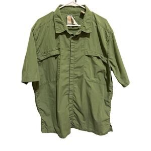 Ruff Hewn Men’s Shirt Sleeve Army Green Button Down Casual Work Shirt XL